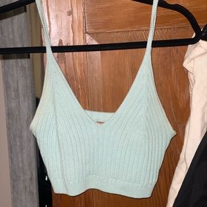 Free People knit crop top, light teal